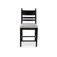 Gela Counter Height Chair Set of 2, Beige Seat, Black Ladderback - BM345233