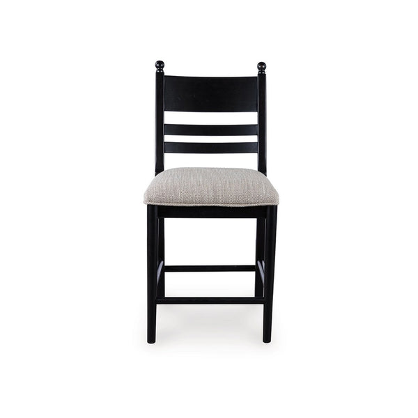 Gela Counter Height Chair Set of 2, Beige Seat, Black Ladderback - BM345233