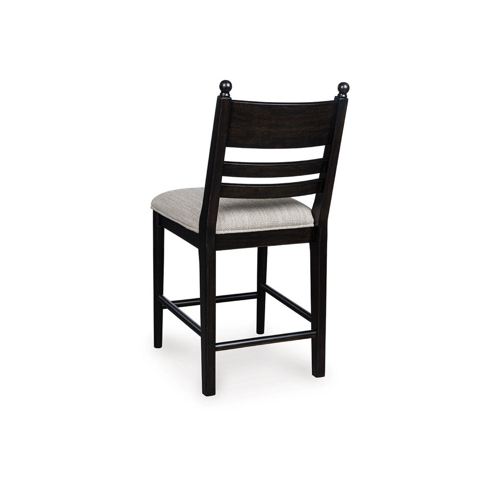 Gela Counter Height Chair Set of 2, Beige Seat, Black Ladderback - BM345233