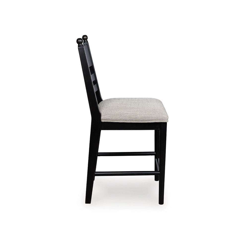 Gela Counter Height Chair Set of 2, Beige Seat, Black Ladderback - BM345233