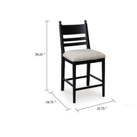 Gela Counter Height Chair Set of 2, Beige Seat, Black Ladderback - BM345233
