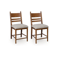Gela Counter Height Chair Set of 2, Beige Seat, Brown Ladderback - BM345234