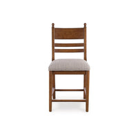 Gela Counter Height Chair Set of 2, Beige Seat, Brown Ladderback - BM345234