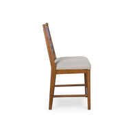 Gela Counter Height Chair Set of 2, Beige Seat, Brown Ladderback - BM345234