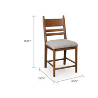 Gela Counter Height Chair Set of 2, Beige Seat, Brown Ladderback - BM345234
