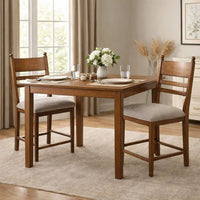 Gela Counter Height Chair Set of 2, Beige Seat, Brown Ladderback - BM345234