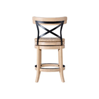 Mia Swivel Counter Chair, Black Metal Cross Back, Blonde Oak Brown - BM345248