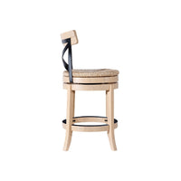 Mia Swivel Counter Chair, Black Metal Cross Back, Blonde Oak Brown - BM345248