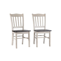Nova Dining Side Chair Set of 2, Euro Black Wood Seat, Antique White - BM345249
