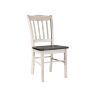 Nova Dining Side Chair Set of 2, Euro Black Wood Seat, Antique White - BM345249