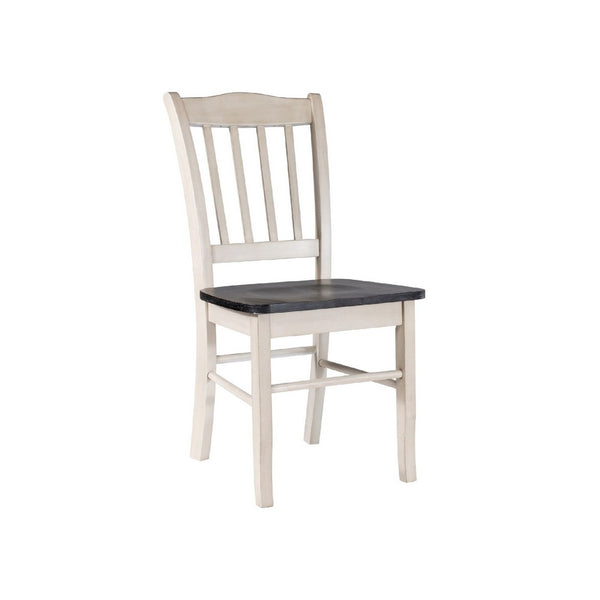 Nova Dining Side Chair Set of 2, Euro Black Wood Seat, Antique White - BM345249