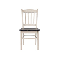 Nova Dining Side Chair Set of 2, Euro Black Wood Seat, Antique White - BM345249