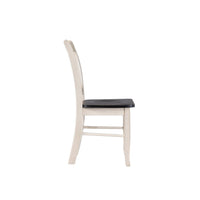 Nova Dining Side Chair Set of 2, Euro Black Wood Seat, Antique White - BM345249