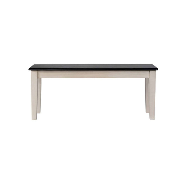 Nova Dining Bench, 44 Inch Euro Black Ash Wood Seat, Antique White - BM345251