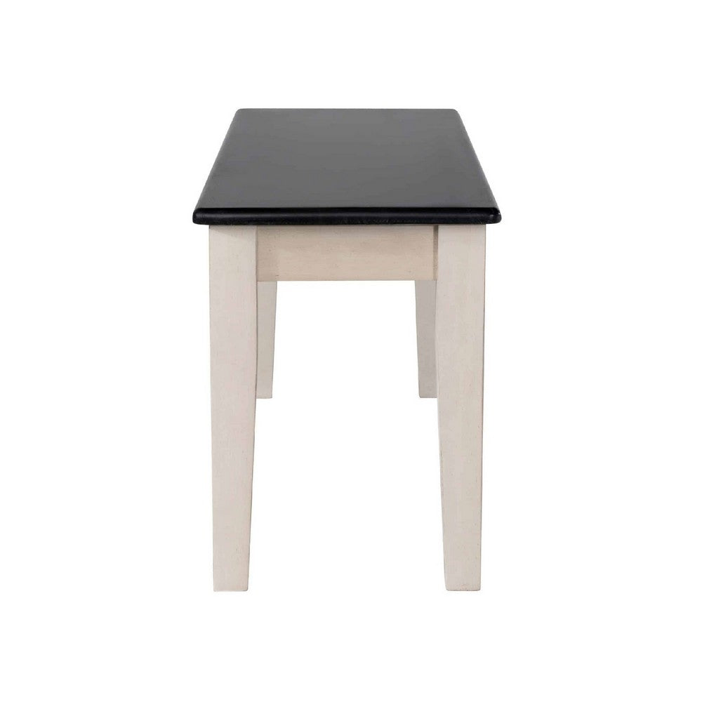 Nova Dining Bench, 44 Inch Euro Black Ash Wood Seat, Antique White - BM345251