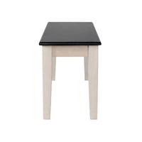 Nova Dining Bench, 44 Inch Euro Black Ash Wood Seat, Antique White - BM345251