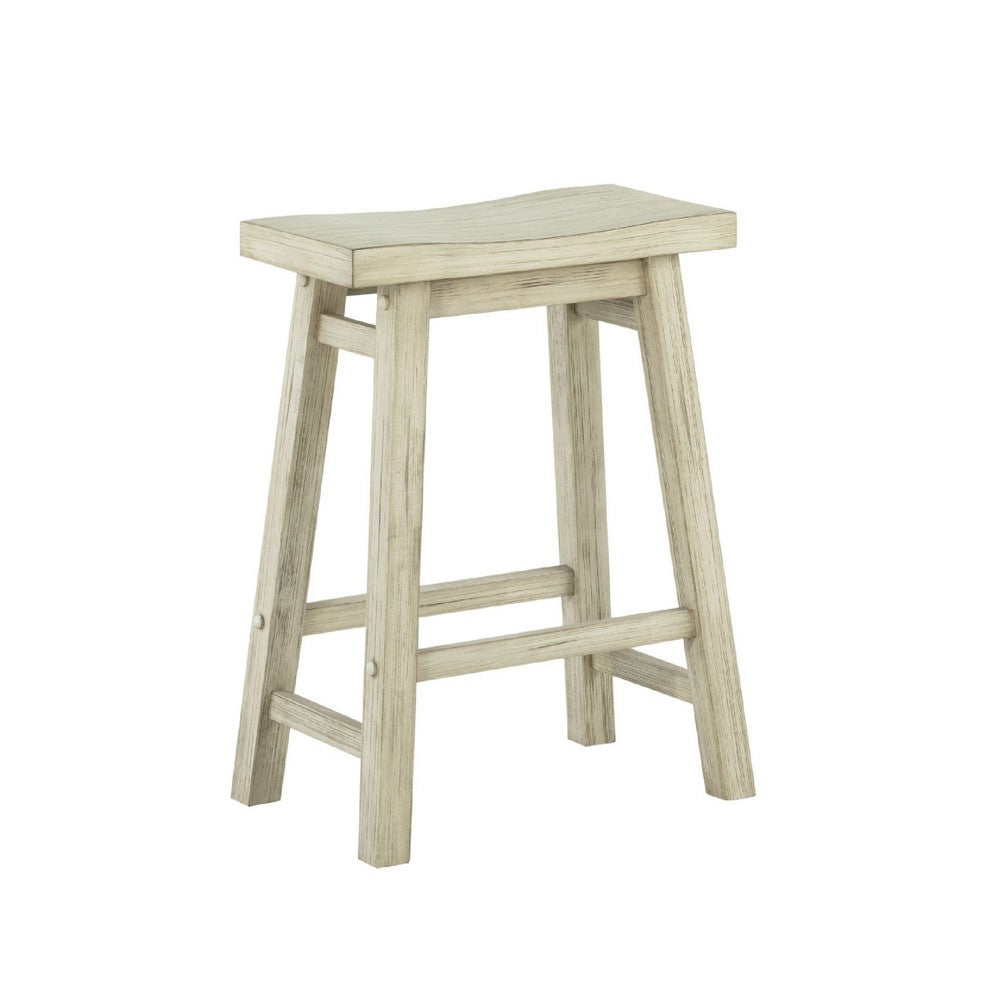 Amber Counter Height Stool, Saddle Seat, Backless, Weathered Gray Wood - BM345253