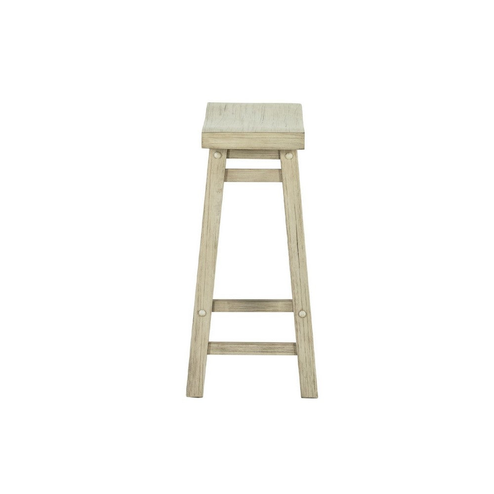 Amber Counter Height Stool, Saddle Seat, Backless, Weathered Gray Wood - BM345253