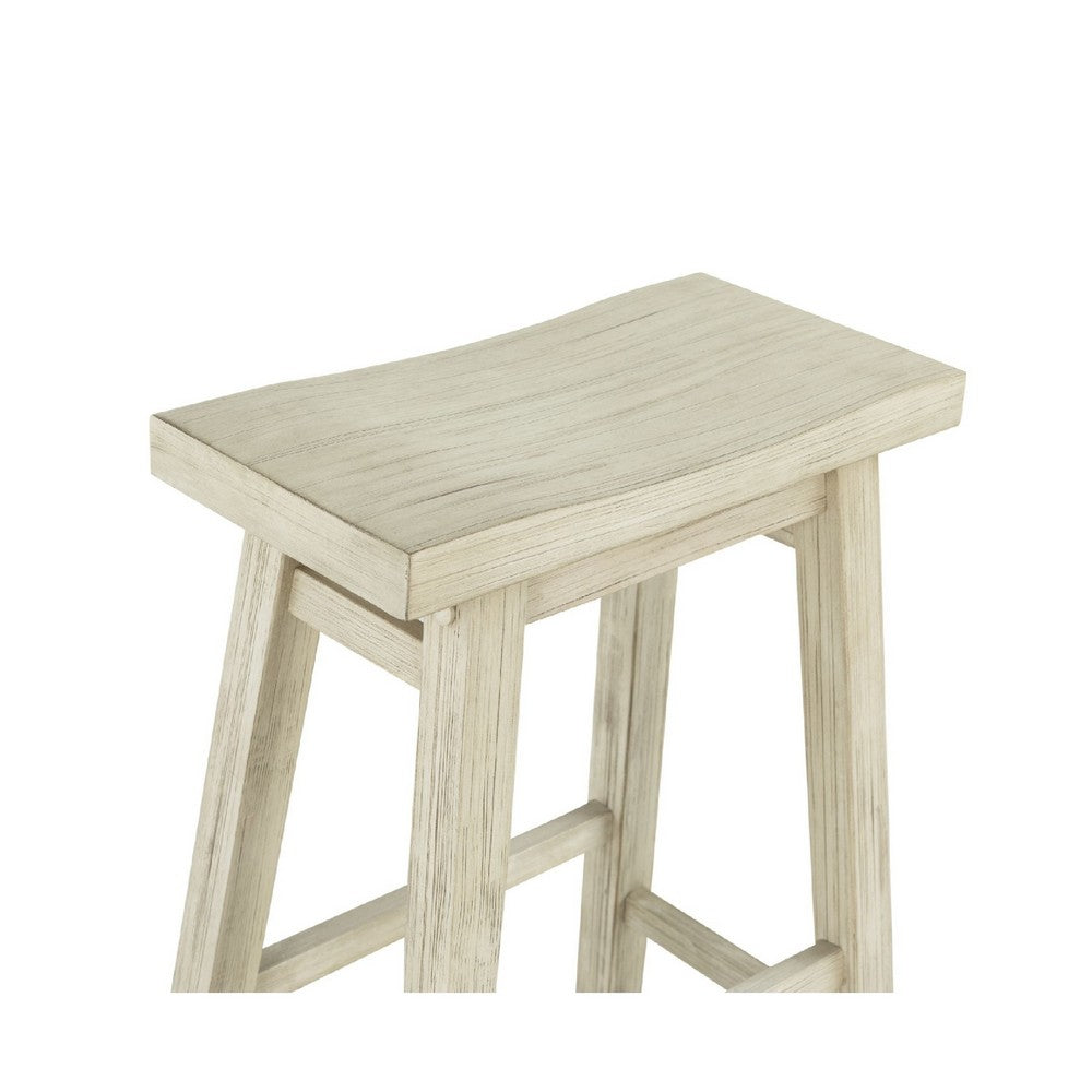 Amber Counter Height Stool, Saddle Seat, Backless, Weathered Gray Wood - BM345253