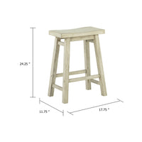 Amber Counter Height Stool, Saddle Seat, Backless, Weathered Gray Wood - BM345253