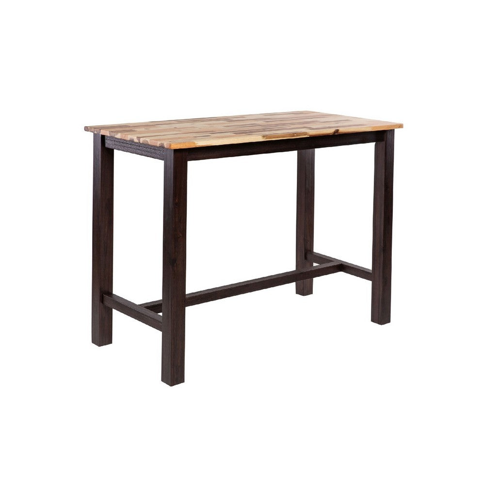 Amber Pub Table, 47 Inch Rectangular Top, Espresso Brown Trestle Base - BM345254