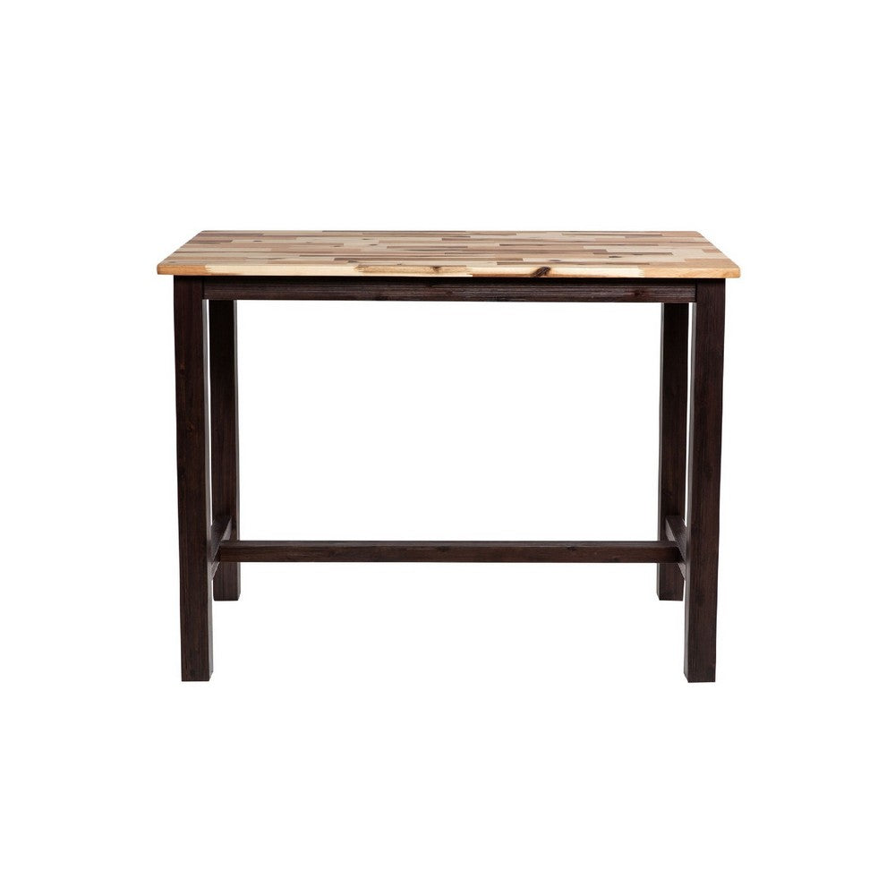 Amber Pub Table, 47 Inch Rectangular Top, Espresso Brown Trestle Base - BM345254