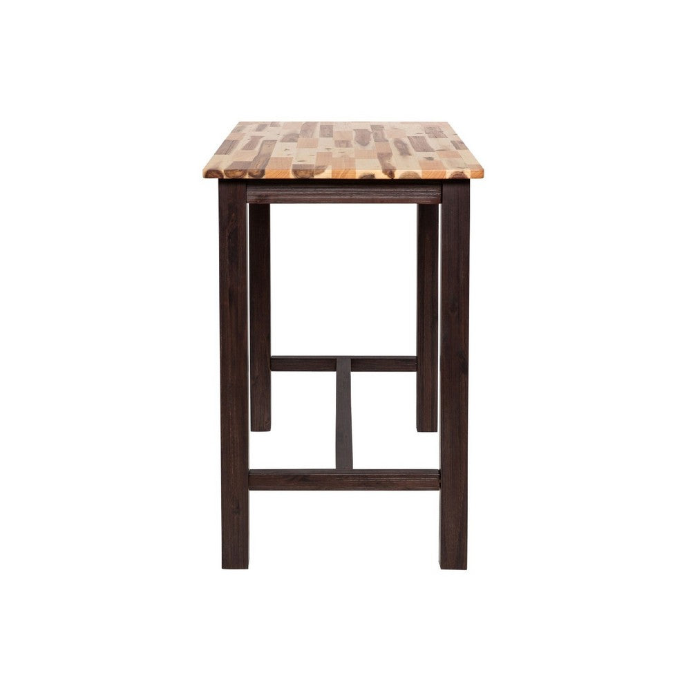 Amber Pub Table, 47 Inch Rectangular Top, Espresso Brown Trestle Base - BM345254