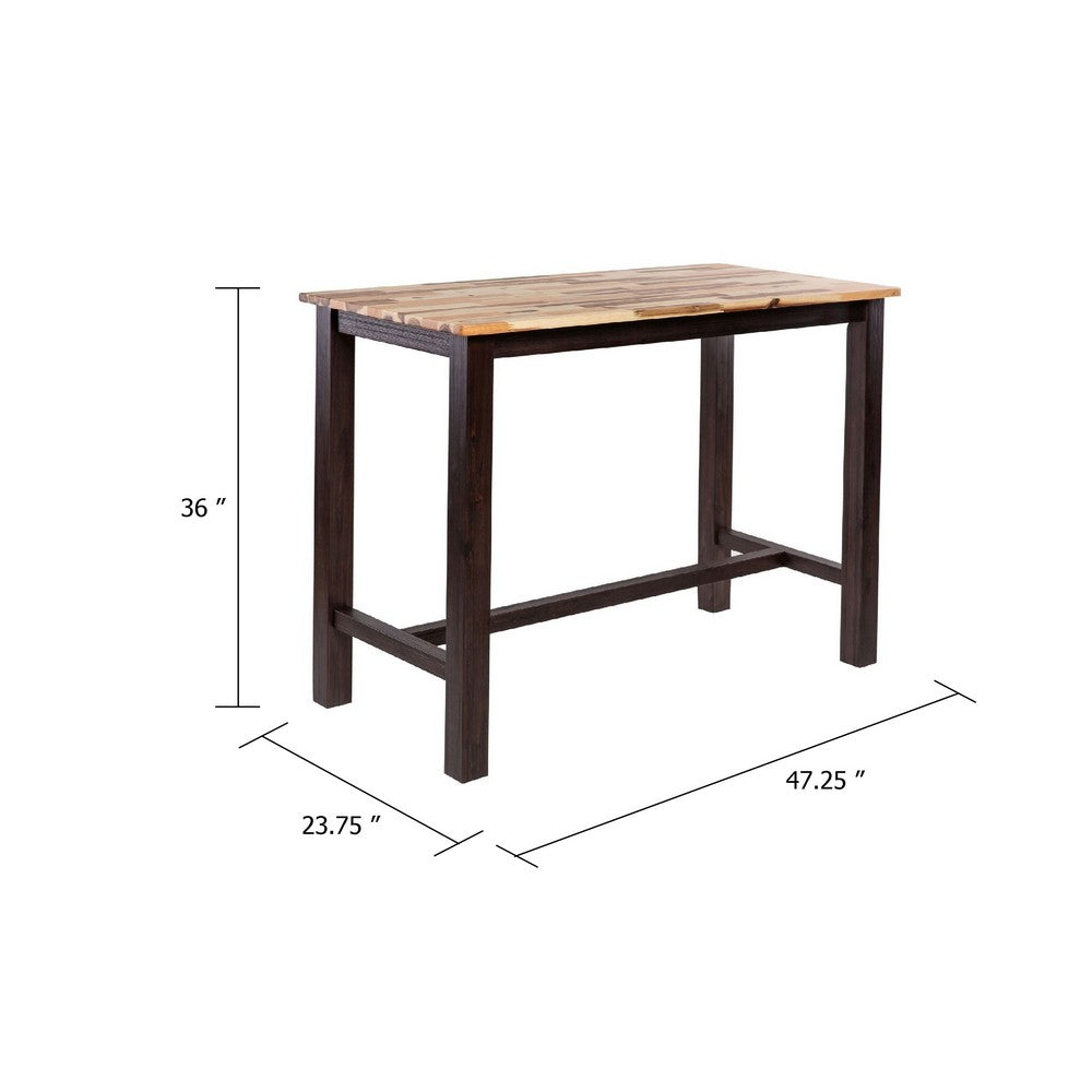 Amber Pub Table, 47 Inch Rectangular Top, Espresso Brown Trestle Base - BM345254