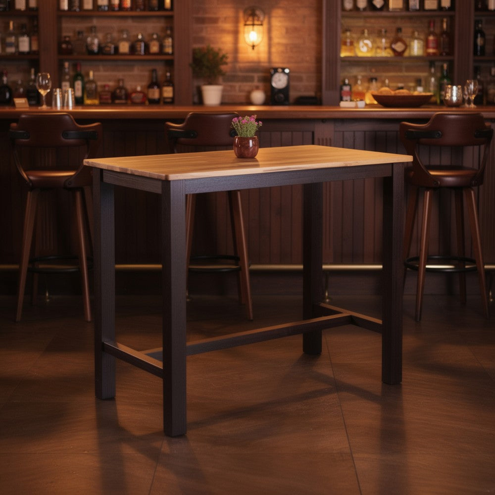 Amber Pub Table, 47 Inch Rectangular Top, Espresso Brown Trestle Base - BM345254