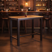 Amber Pub Table, 47 Inch Rectangular Top, Espresso Brown Trestle Base - BM345254