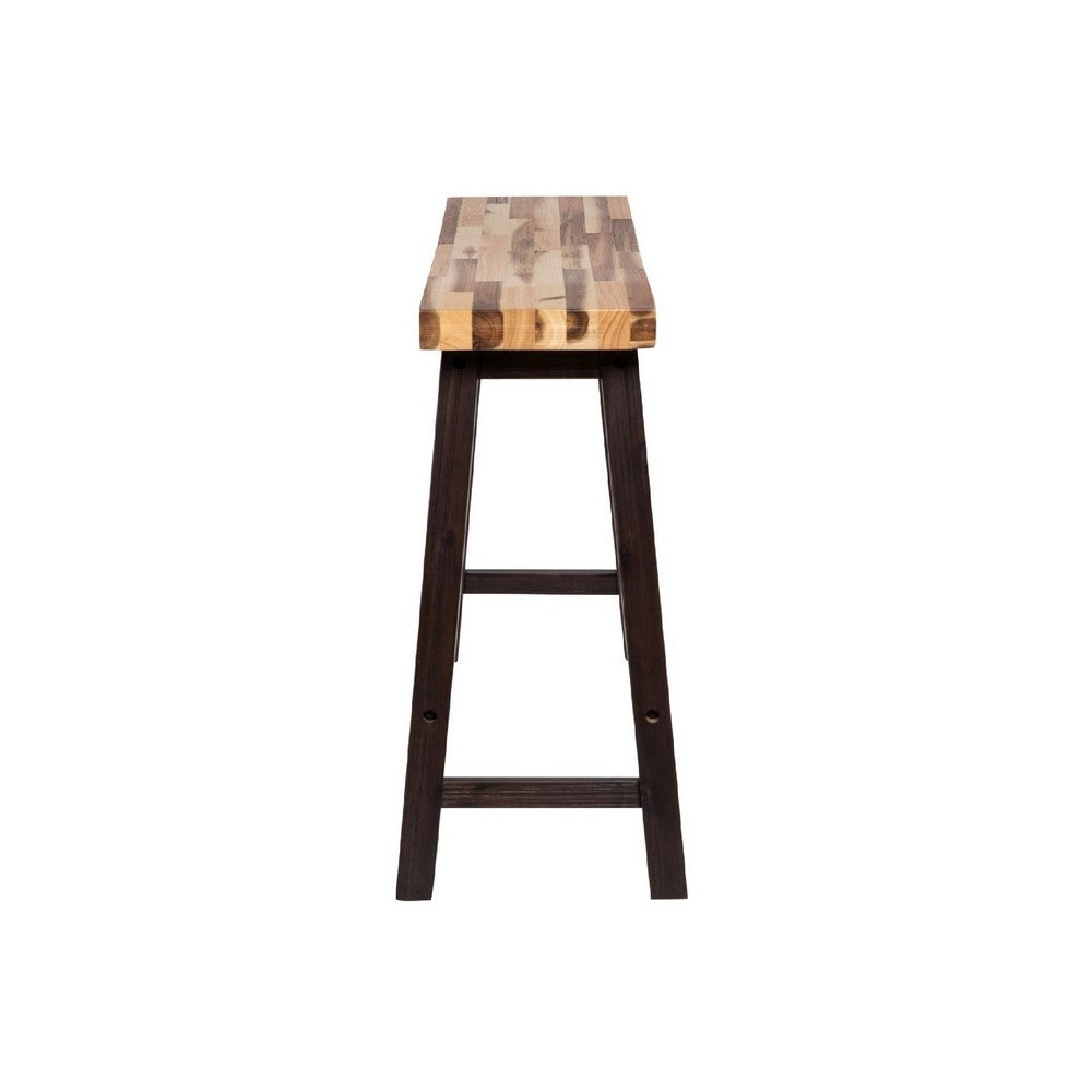 Amber Counter Height Bench, 33 Inch Natural Brown Seat, Espresso Brown - BM345255