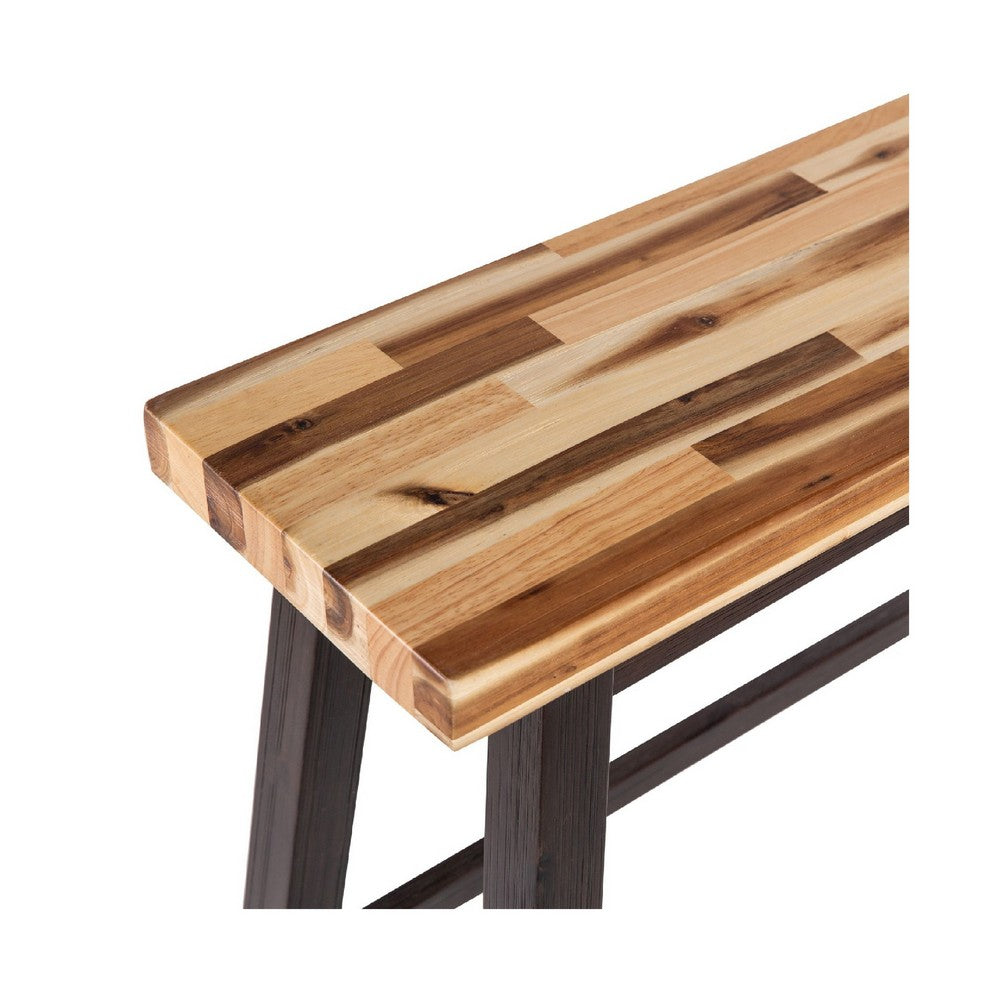 Amber Counter Height Bench, 33 Inch Natural Brown Seat, Espresso Brown - BM345255