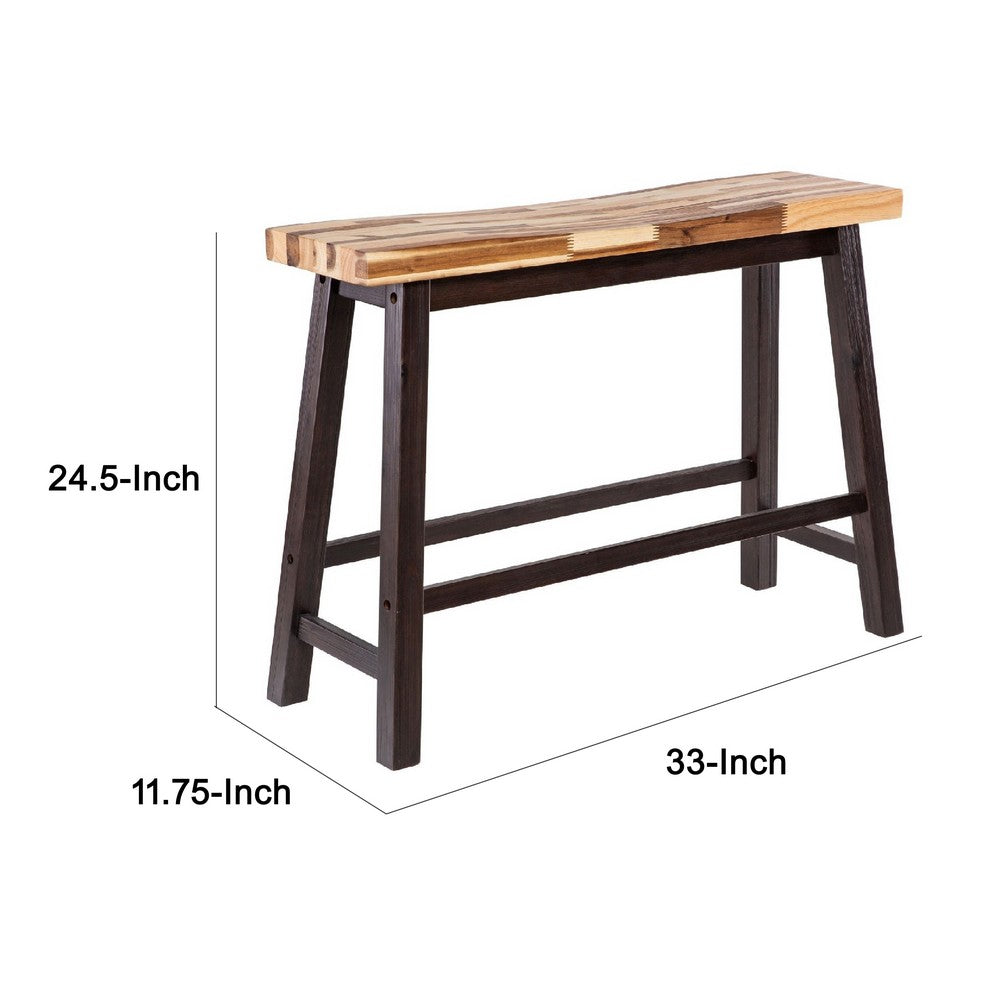 Amber Counter Height Bench, 33 Inch Natural Brown Seat, Espresso Brown - BM345255