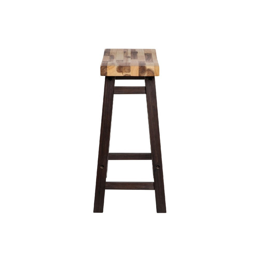 Amber Counter Height Stool, Saddle Seat, Espresso Brown Wood - BM345256