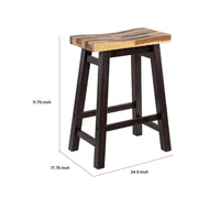 Amber Counter Height Stool, Saddle Seat, Espresso Brown Wood - BM345256