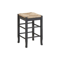 Sezy Counter Height Stool, Rush Rattan Square Seat, Charcoal Gray Base - BM345257