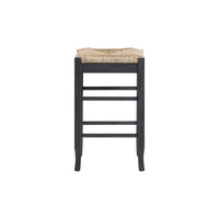 Sezy Counter Height Stool, Rush Rattan Square Seat, Charcoal Gray Base - BM345257