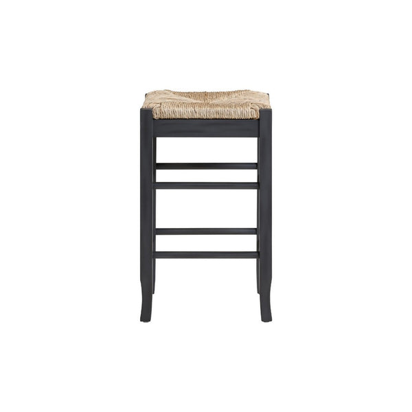 Sezy Counter Height Stool, Rush Rattan Square Seat, Charcoal Gray Base - BM345257