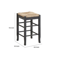 Sezy Counter Height Stool, Rush Rattan Square Seat, Charcoal Gray Base - BM345257