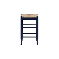 Sezy Counter Height Stool, Rush Rattan Square Seat, Navy Blue Base - BM345258