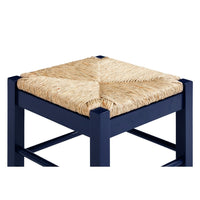 Sezy Counter Height Stool, Rush Rattan Square Seat, Navy Blue Base - BM345258