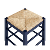 Sezy Counter Height Stool, Rush Rattan Square Seat, Navy Blue Base - BM345258