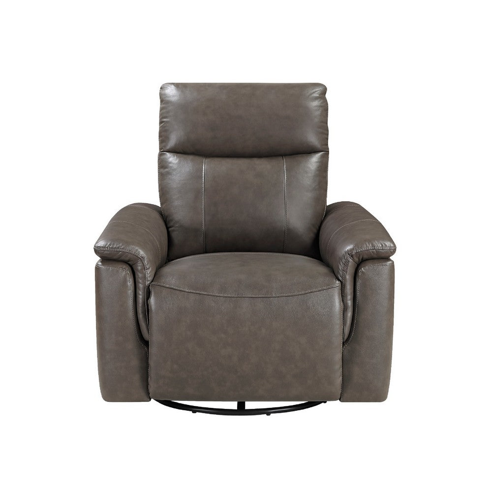 Jen Manual Swivel Glider Reclining Chair, Dark Brown Top Grain Leather - BM345321