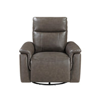 Jen Manual Swivel Glider Reclining Chair, Dark Brown Top Grain Leather - BM345321