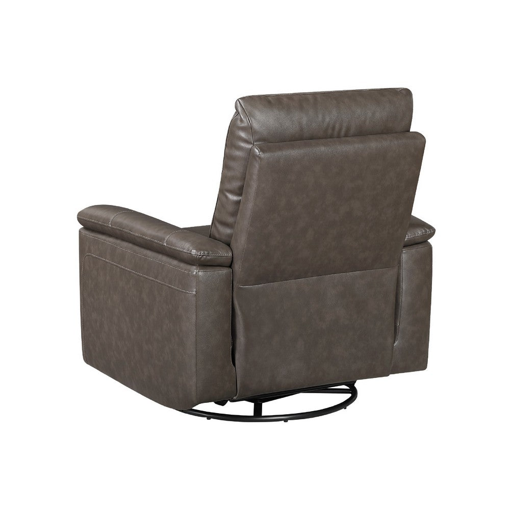 Jen Manual Swivel Glider Reclining Chair, Dark Brown Top Grain Leather - BM345321