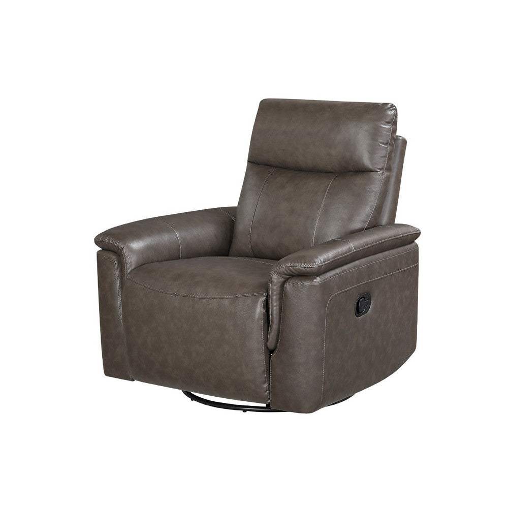 Jen Manual Swivel Glider Reclining Chair, Dark Brown Top Grain Leather - BM345321