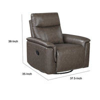Jen Manual Swivel Glider Reclining Chair, Dark Brown Top Grain Leather - BM345321
