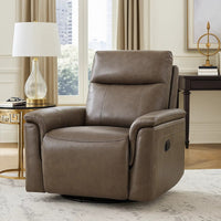 Jen Manual Swivel Glider Reclining Chair, Dark Brown Top Grain Leather - BM345321