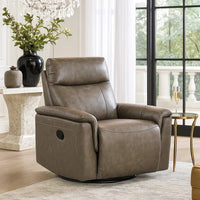 Jen Manual Swivel Glider Reclining Chair, Dark Brown Top Grain Leather - BM345321
