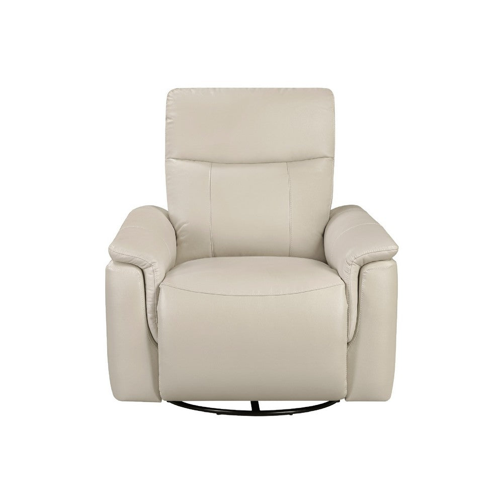 Jen Manual Swivel Glider Reclining Chair, Taupe Top Grain Leather - BM345322